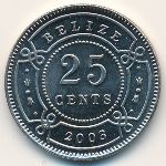 Belize, 25 cents, 1974–2017