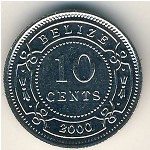 Belize, 10 cents, 1974–2000
