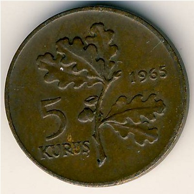 Turkey, 5 kurus, 1958–1968