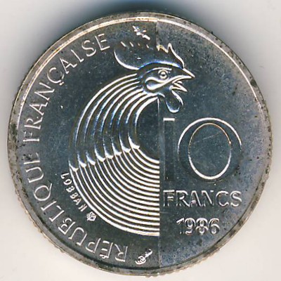 France, 10 francs, 1986