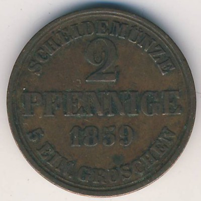 Brunswick-Wolfenbuttel, 2 pfenning, 1859–1860