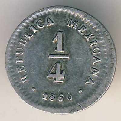 Mexico, 1/4 real, 1842–1863