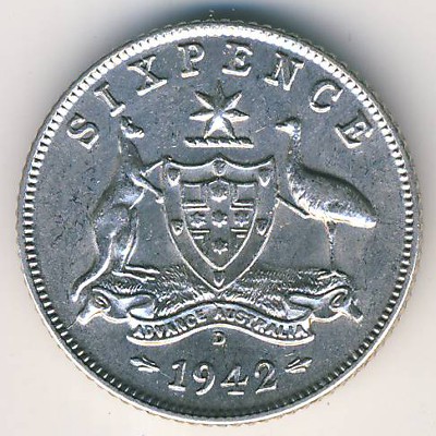 Australia, 6 pence, 1938–1945