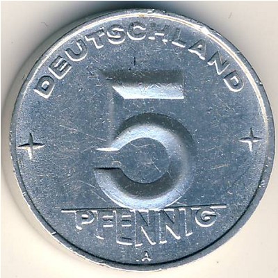 German Democratic Republic, 5 pfennig, 1952–1953
