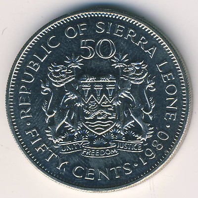 Sierra Leone, 50 cents, 1972–1984