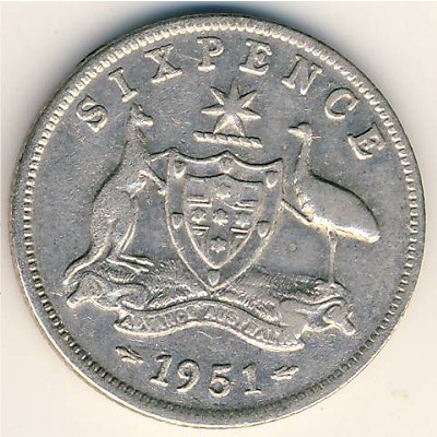 Australia, 6 pence, 1950–1952
