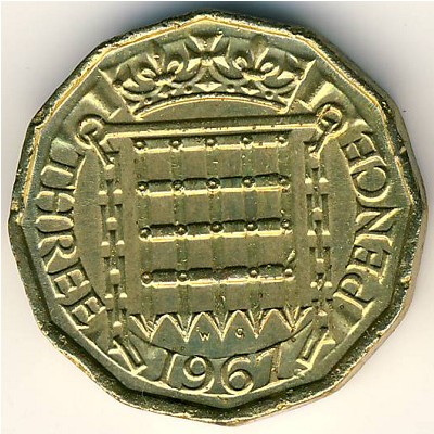 Great Britain, 3 pence, 1954–1970