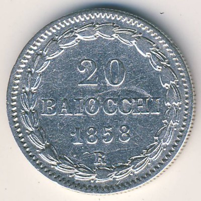 Papal States, 20 baiocchi, 1858