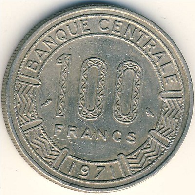 Центральная Африка, 100 франков (1971–1972 г.)