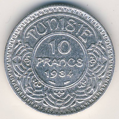 Тунис, 10 франков (1930–1934 г.)
