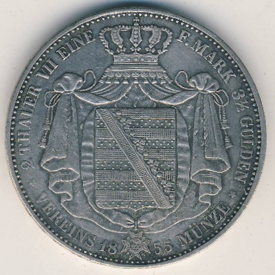 Saxony, 2 thaler, 1855–1856