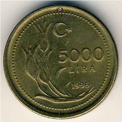 Turkey, 5000 lira, 1995–1998