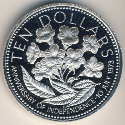 Bahamas, 10 dollars, 1975–1977