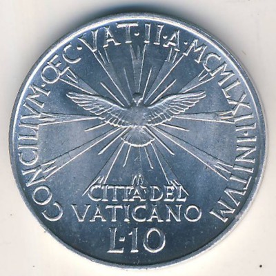 Ватикан, 10 лир (1962 г.)