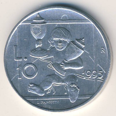 San Marino, 10 lire, 1995