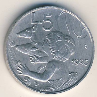 San Marino, 5 lire, 1995