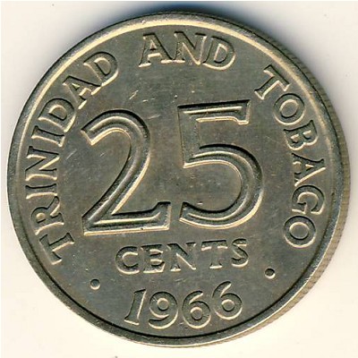 Trinidad & Tobago, 25 cents, 1966–1972