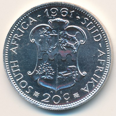 South Africa, 20 cents, 1961–1964