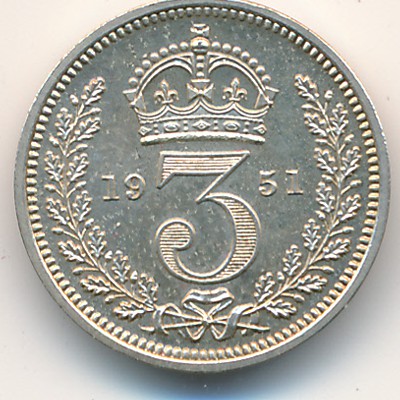 Great Britain, 3 pence, 1949–1952