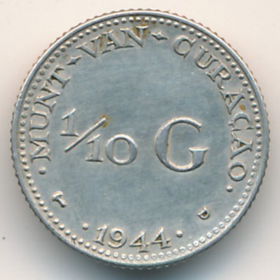 Curacao, 1/10 gulden, 1944–1947