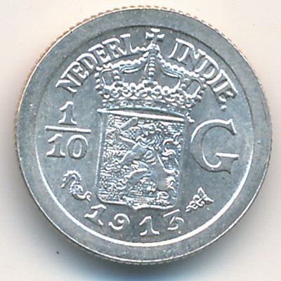 Netherlands East Indies, 1/10 gulden, 1910–1930