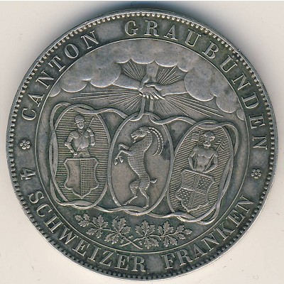 Graubunden, 4 franken, 1842