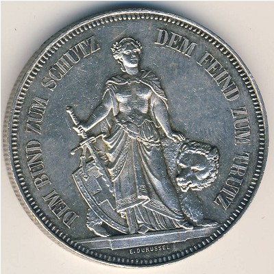 Switzerland., 5 francs, 1885
