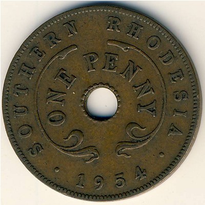 Southern Rhodesia, 1 penny, 1954