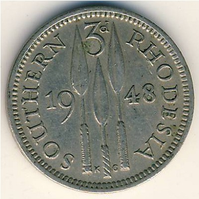 Southern Rhodesia, 3 pence, 1948–1952