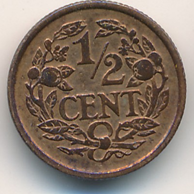 Нидерланды, 1/2 цента (1909–1940 г.)