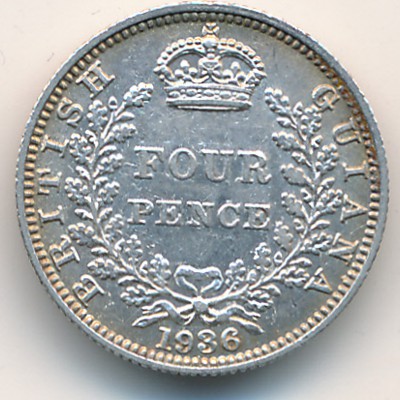 British Guiana, 4 pence, 1917–1936