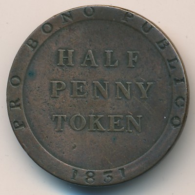 Isle of Man, 1/2 penny, 1831