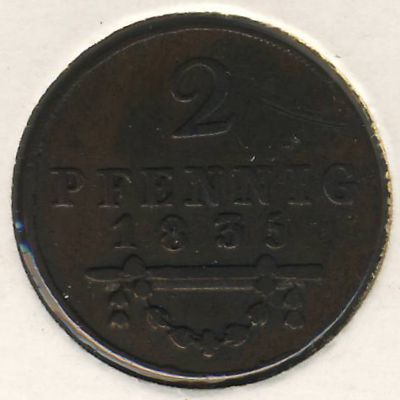 Saxe-Meiningen, 2 pfennig, 1832–1835