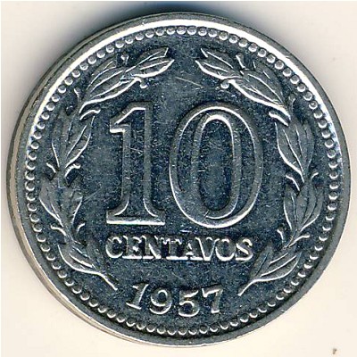 Argentina, 10 centavos, 1957–1959