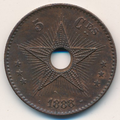 Congo free state, 5 centimes, 1887–1894
