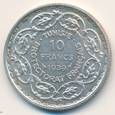 Tunis, 10 francs, 1939–1942