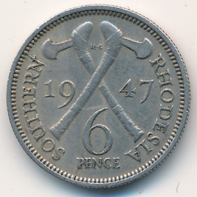 Southern Rhodesia, 6 pence, 1947