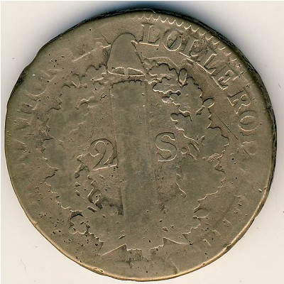 France, 2 sols, 1791–1793