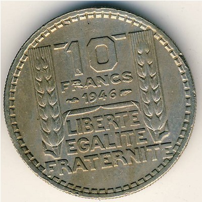 France, 10 francs, 1945–1947