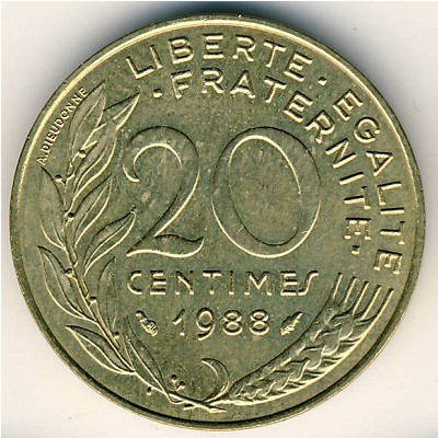 France, 20 centimes, 1962–2001