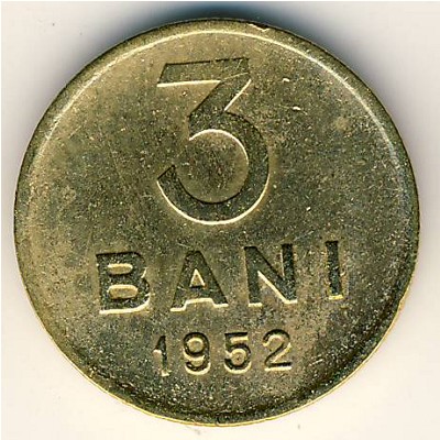 Romania, 3 bani, 1952