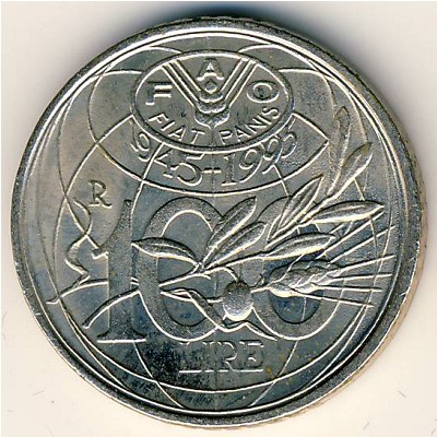 Italy, 100 lire, 1995