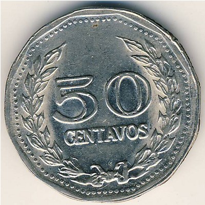 Colombia, 50 centavos, 1970–1978