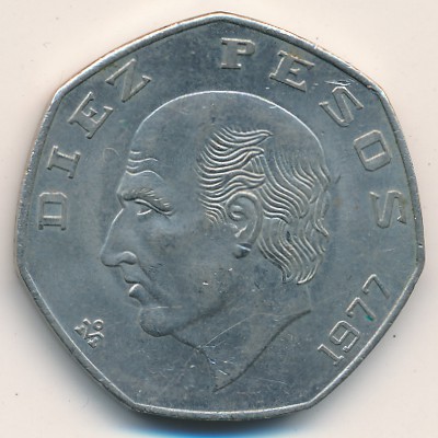 Мексика, 10 песо (1974–1977 г.)