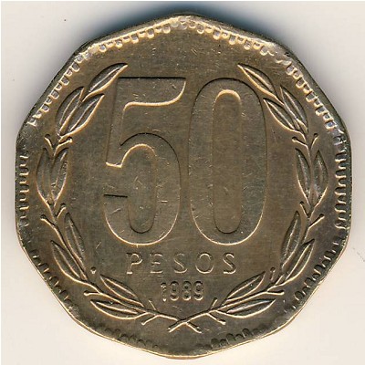 Chile, 50 pesos, 1988–2017
