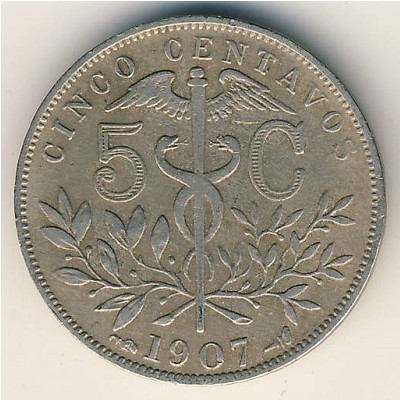 Bolivia, 5 centavos, 1897–1909
