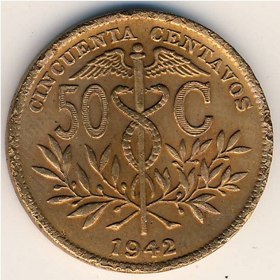 Bolivia, 50 centavos, 1942