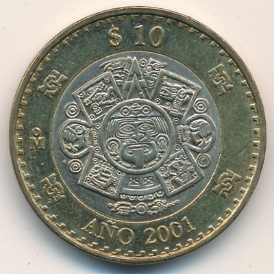 Мексика, 10 песо (2000–2001 г.)
