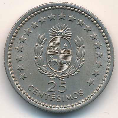 Uruguay, 25 centesimos, 1960