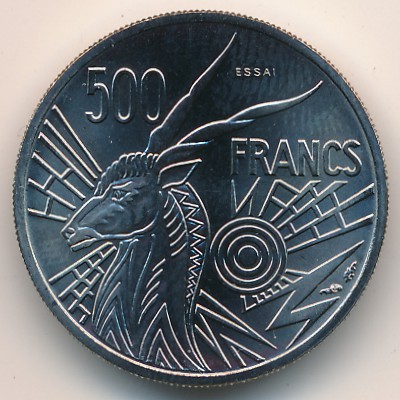 Central African Republic, 500 francs, 1976
